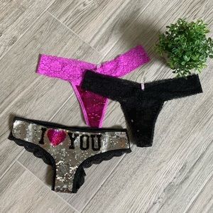 PINK Victoria's Secret Intimates & Sleepwear - NWOT PINK VS Lace & Sequin Panties Bundle PINK Victoria's Secret Intimates & Sleepwear - NWOT PINK VS Lace & Sequin Panties Bundle
